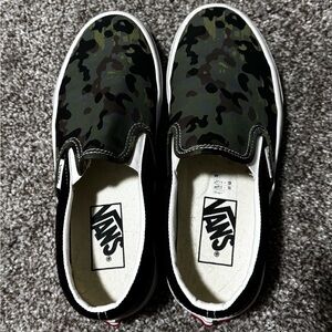 Vans Green Camo Slip-On Shoes